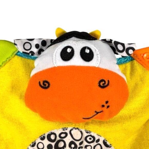 Infantino Cow Lovey Teether Security Blanket Yellow Black White Dots Terry Cloth - Picture 2 of 9